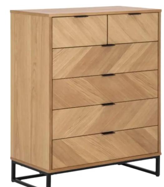 Commode Narrow Oak Hackney 117 cm avec cadre inférieur en acier